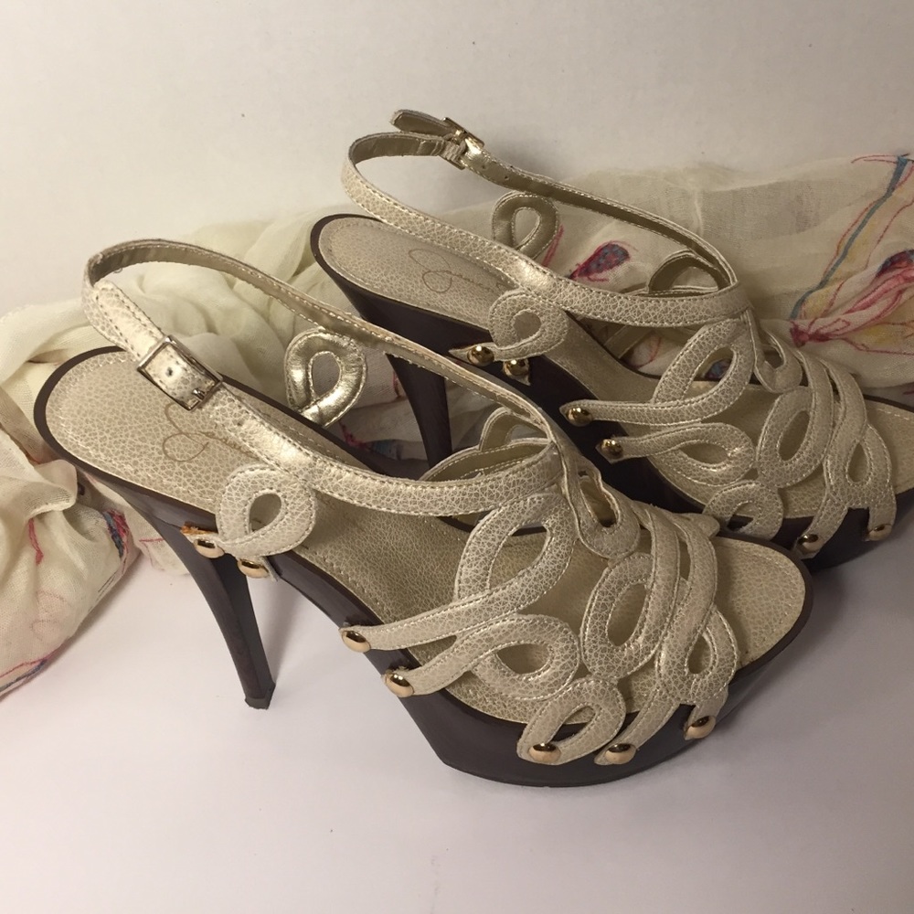 Jessica Simpson Genevieve leather platform heels